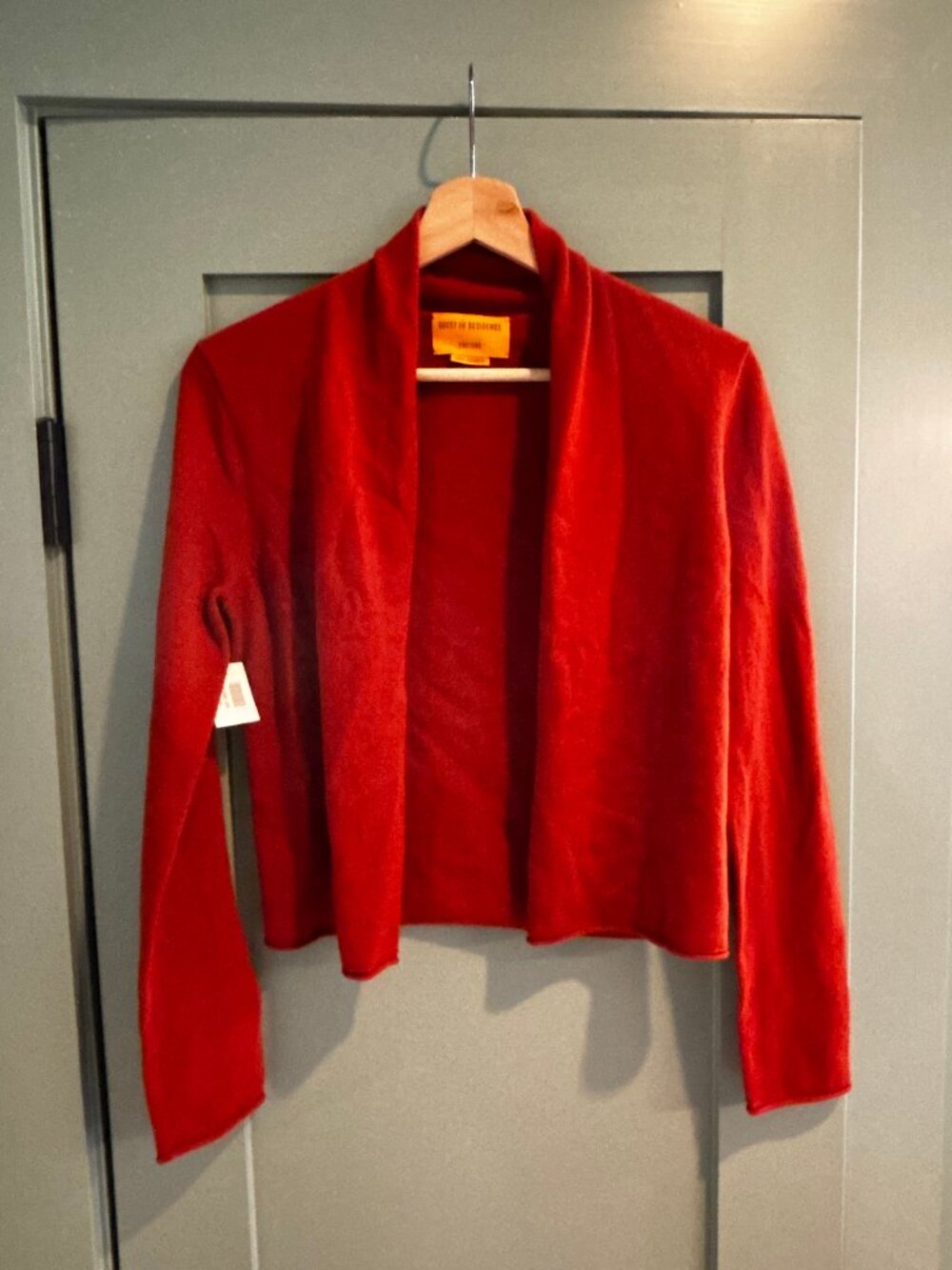 Guest in Residence Stealth Cardigan $325 100% Cashmere Ruby Red Open Front XS